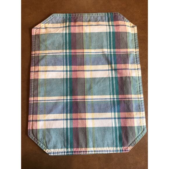 Set of 4 Summer Placemats Plaid Green Blue Purple Tones 12" x 15" - Picture 2 of 3